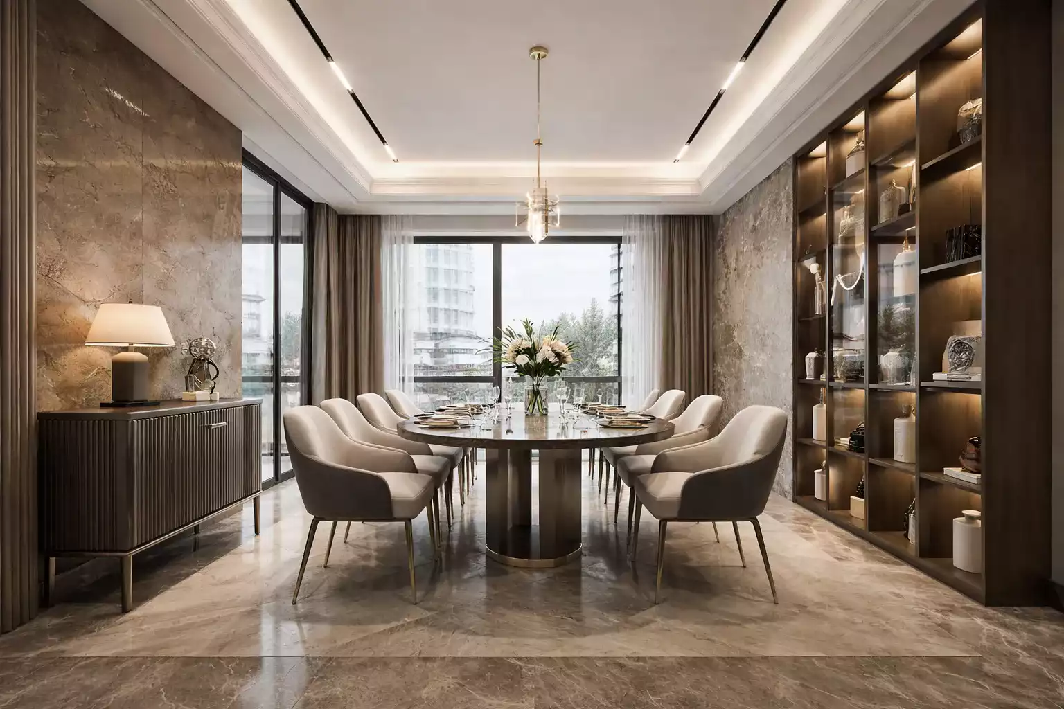 Formal dining room design in Fleetwood luxury villas